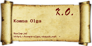 Komsa Olga névjegykártya